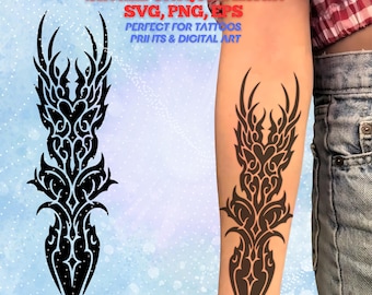 Cybersigilism Tattoo Design: Neotribal Symmetrical Filled Sleeve Flash  (SVG, PNG, EPS)