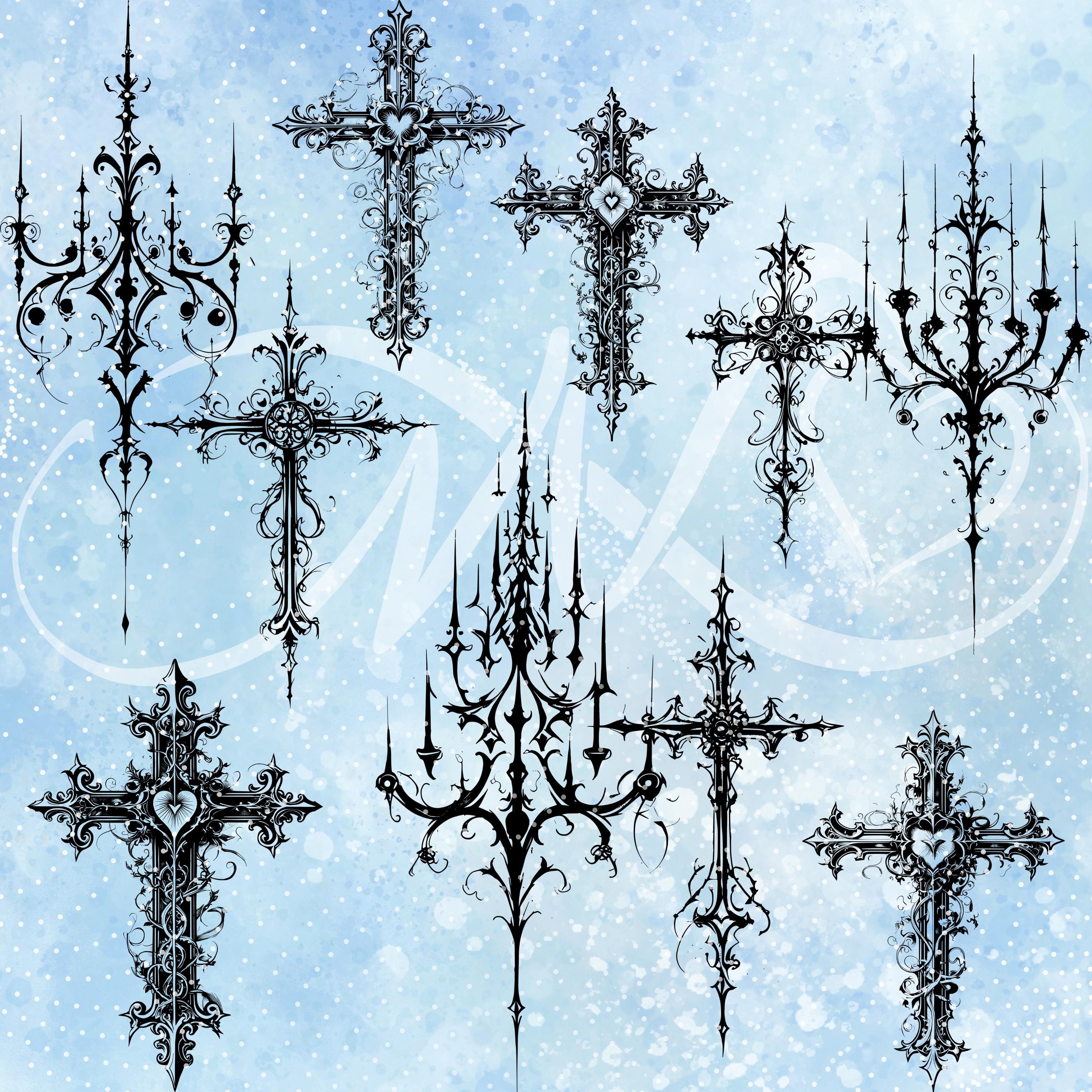 Gothic Cross SVG Bundle 01 | Occult Graphic Stamps (digital Download ...