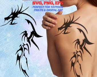 Cybersigilism Tattoo Design: NeoTribal Dragon Flash (SVG, PNG, EPS)