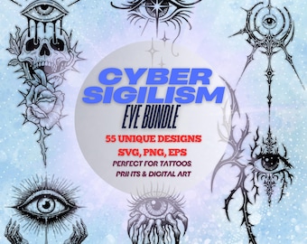 Cybersigilism Eye Designs | 55 NeoTribal Tattoo Graphics (SVG, PNG, EPS)