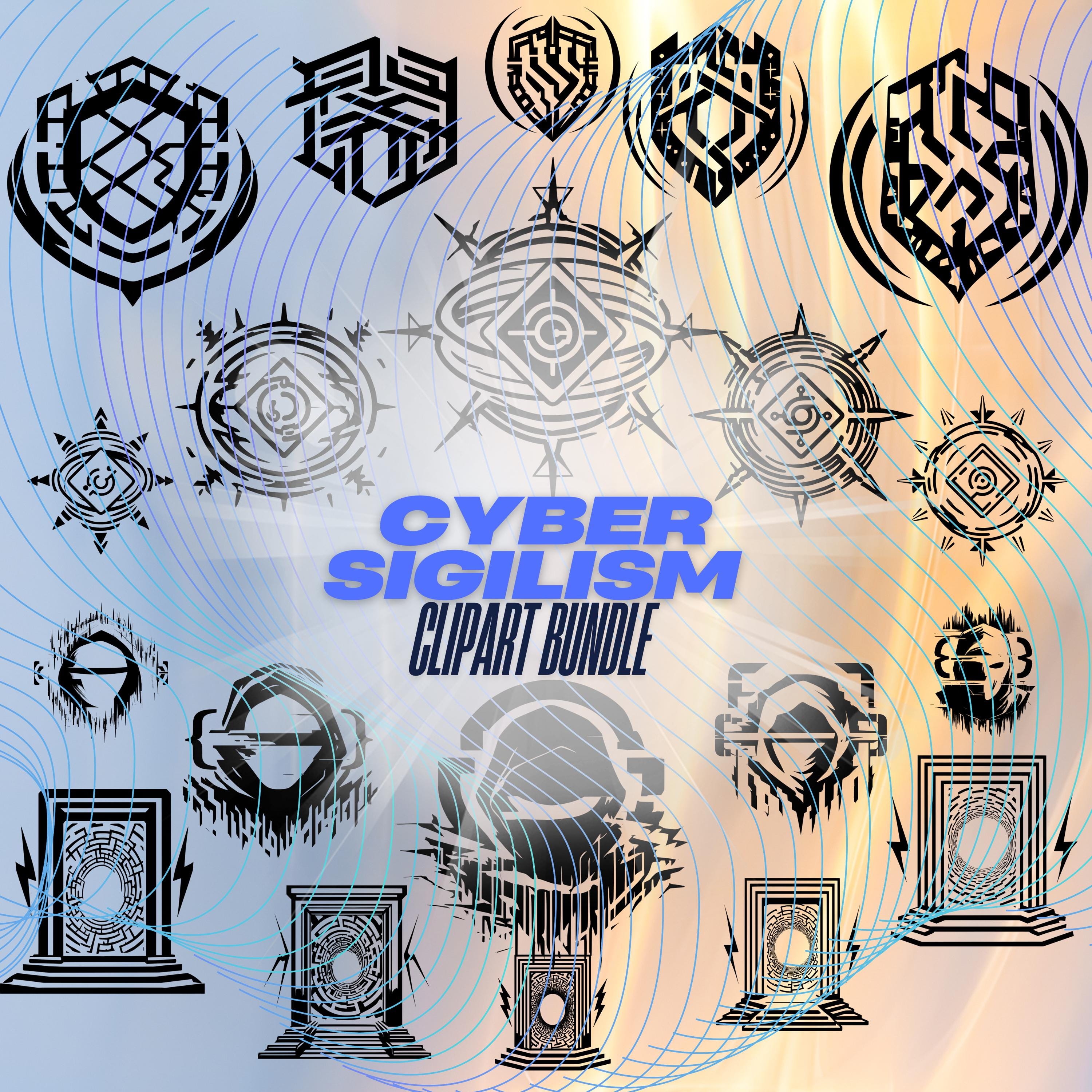 Cyber Rune Cyber Sigilism SVG Bundle: 100+ Occult Cyberpunk Runes (digital ...