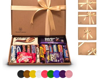 Cadbury & Galaxy Chocolate Gift Box, Custom Ribbon, Letterbox Hamper