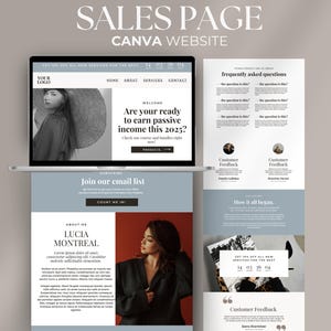 Plantilla de página de ventas Diseño de sitio web de coaching Canva Lead Magnet Plantilla de página de destino editable Plantilla de sitio web de coaching Plantilla de una página
