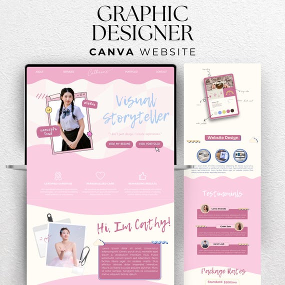 Graphic Designer Canva Website Template Creative Portfolio Visual designer Marketing Instagram Aesthetic Virtual assistant Content Creator