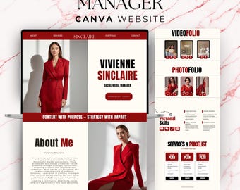 Canva Website Template Social-Media-Manager Portfolio Aesthetic Coach Infulencer UGC Landing Page Content Ersteller Marketing Girl Instagram