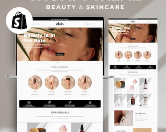 Skin Care Website Design, Skincare Website Template, Branding Template, Beauty Shopify Theme, Premade Shopify, Makeup, Web Banners, Canva
