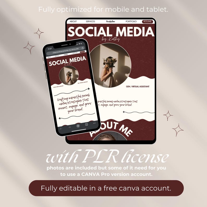 Portfolio Website Template Social Media Manager Website Canva Template Creative Website Template SMM Presentation Editable Portfolio Website image 5