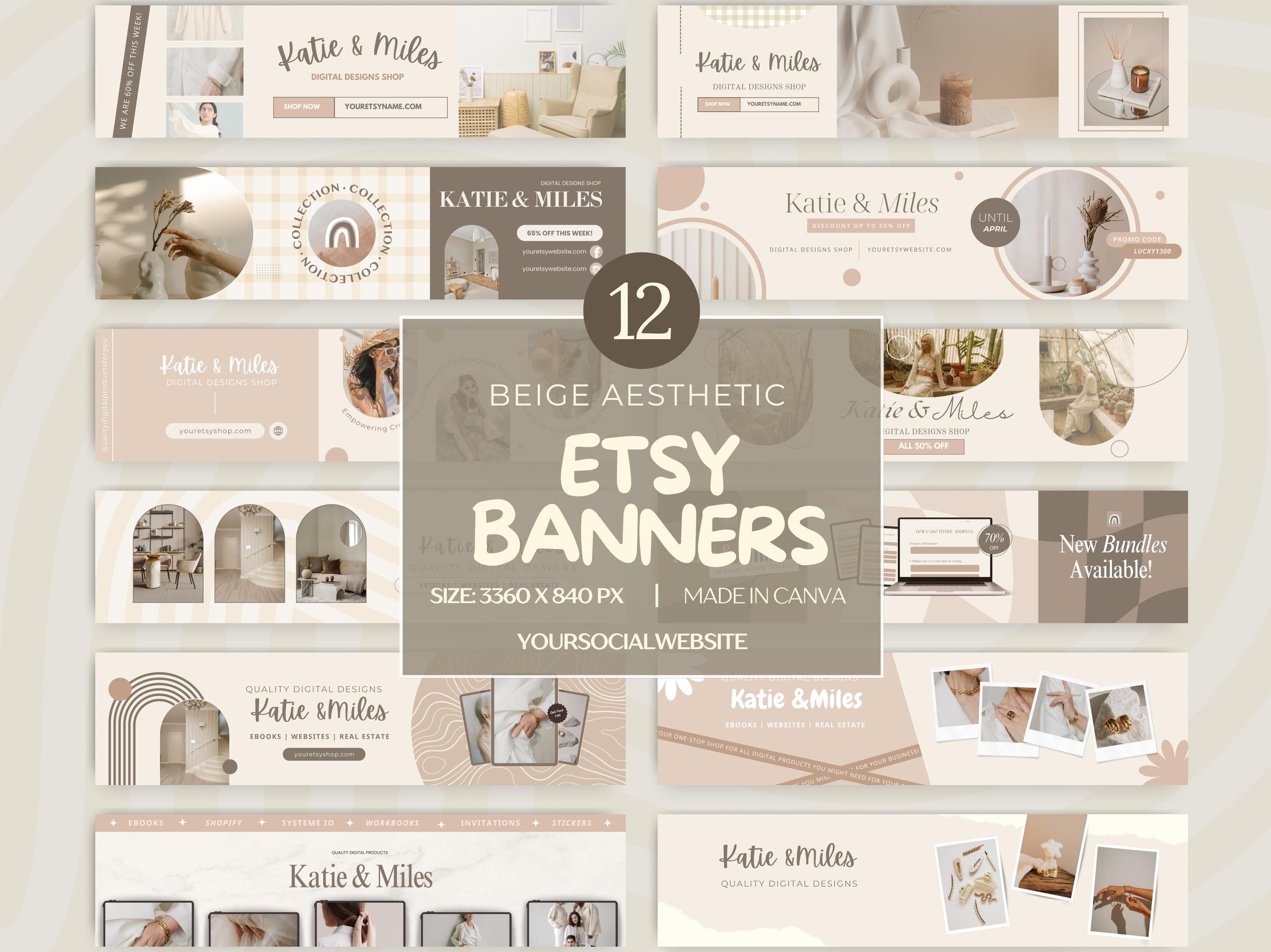 Etsy Banner Template Bundle, Etsy Shop Banners, Etsy Shop Kit, Sell On Etsy, Etsy Banner Mockups, Etsy Shop Bundle, Etsy Branding, Canva