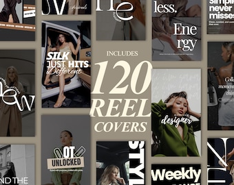120 Instagram Reel Cover & Story-Vorlagen, moderne IG-Reels, ästhetische E-Kommerch-Vorlagen, Geschäfts- und Moderollen-Vorlage, Kleidungs-IG