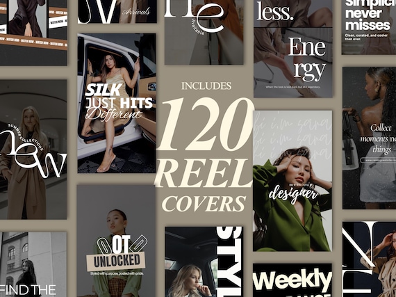 120 Instagram Reel Cover & Story Templates, Modern IG Reels, Aesthetic ecommerce templates, Business And Fashion Reels Template, clothing ig