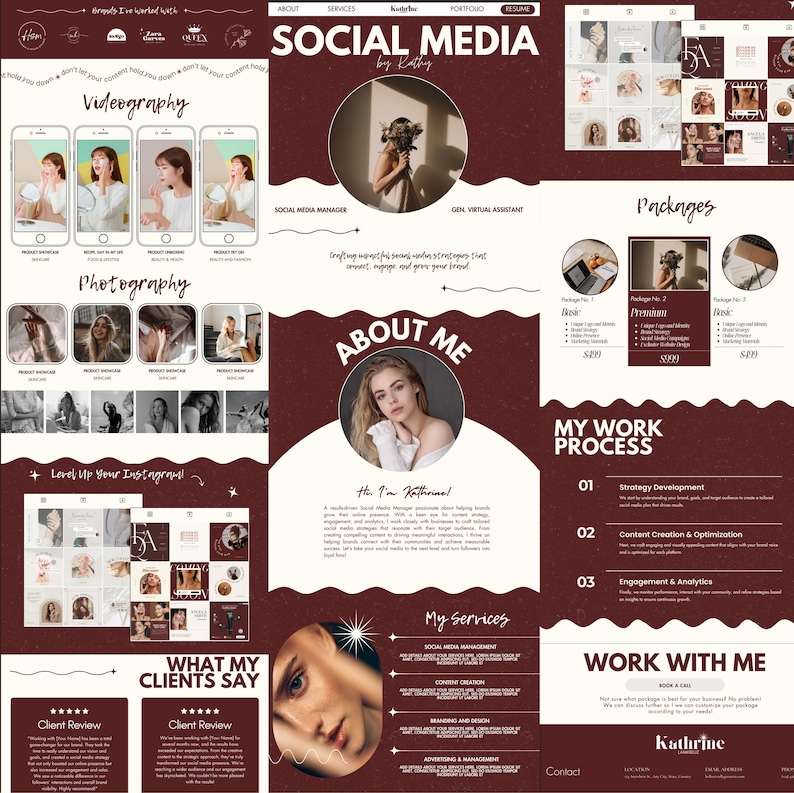 Portfolio Website Template Social Media Manager Website Canva Template Creative Website Template SMM Presentation Editable Portfolio Website image 9