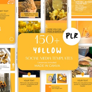 150+ Yellow Canva Instagram Template, Social Media Templates, Instagram Templates for Business, Instagram Templates Canva, Instagram Posts