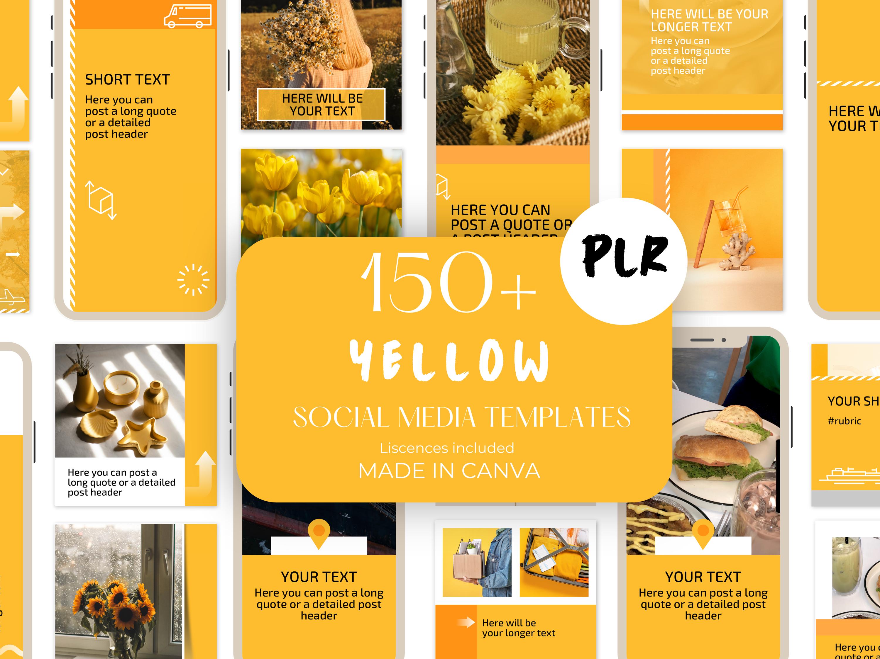 150+ Yellow Canva Instagram Template, Social Media Templates, Instagram Templates for Business, Instagram Templates Canva, Instagram Posts