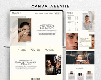 Makeup Artist Website Template Canva Template Website Canva Template Creative Website Template Canva Presentation Editable Makeup Website