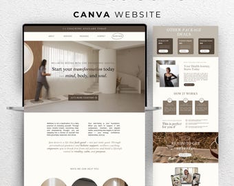 Health & Wellness Coach Website Template Nutrition Canva Template Wellness Website Health Coach Canva Website Template I Health Coaching