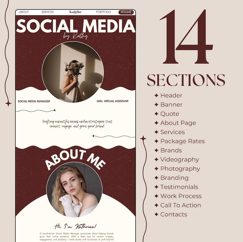 Portfolio Website Template Social Media Manager Website Canva Template Creative Website Template SMM Presentation Editable Portfolio Website image 2