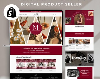 BURGUNDY shopify theme for digital products , digital product website , digital product website template , digital products , shopify theme