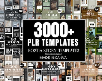 3000+ PLR Templates | Social Media Template Canva | Instagram Post and Story | Pinterest Pin | Facebook Posts and Stories | Aesthetic Canva