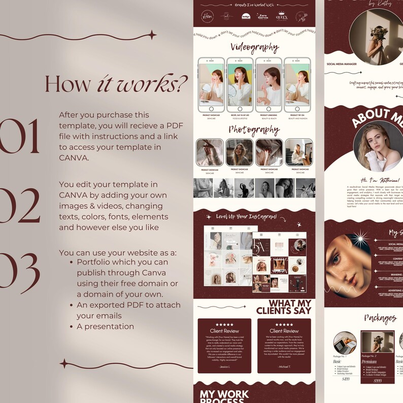 Portfolio Website Template Social Media Manager Website Canva Template Creative Website Template SMM Presentation Editable Portfolio Website image 7