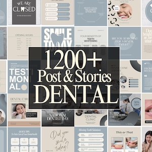 1200+ Dental Canva Social Media Templates, Dental Clinic posts, Dental Practice, Dental Care, Canva Template, Social Media Marketing, DENTAL