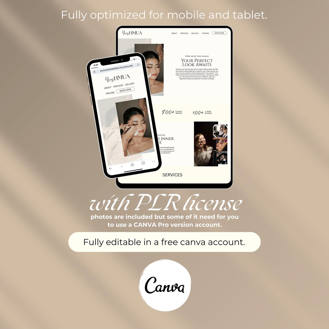 Makeup Artist Website Template Canva Template Website Canva Template