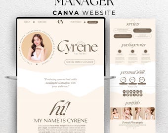 Aesthetic Cream Pastel Portfolio Website Template Brown Website Template Creative Website Template Canva Presentation Portfolio Website