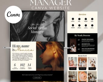 Modello di pagina di vendita Canva per gestori di social media / assistenti virtuali / coach / landing page / sito Web di una pagina / modello Canva