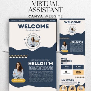 Virtual Assistant Portfolio, Virtual Assistant Portfolio Template, Virtual Assistant Website Portfolio, Virtual Assistant, Portfolio Canva