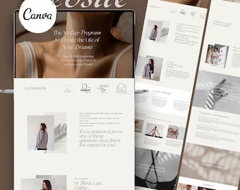 Sales and Course Creator Website with PLR, Course Sales Page Canva Template Mentor Coach Landing Page Website Sales Funnel Canva Coaching