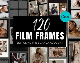 120 Canva FILM FRAME BUNDLE | instant film, stories template instagram, film negative border, film strip, kodak borders