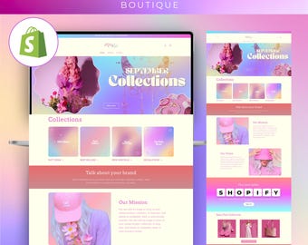 Gradient theme Boutique Shopify Theme | gradient Shopify Template | patel, Minimal & Cute Design | Editable Canva Templates | Shopify OS 2.0