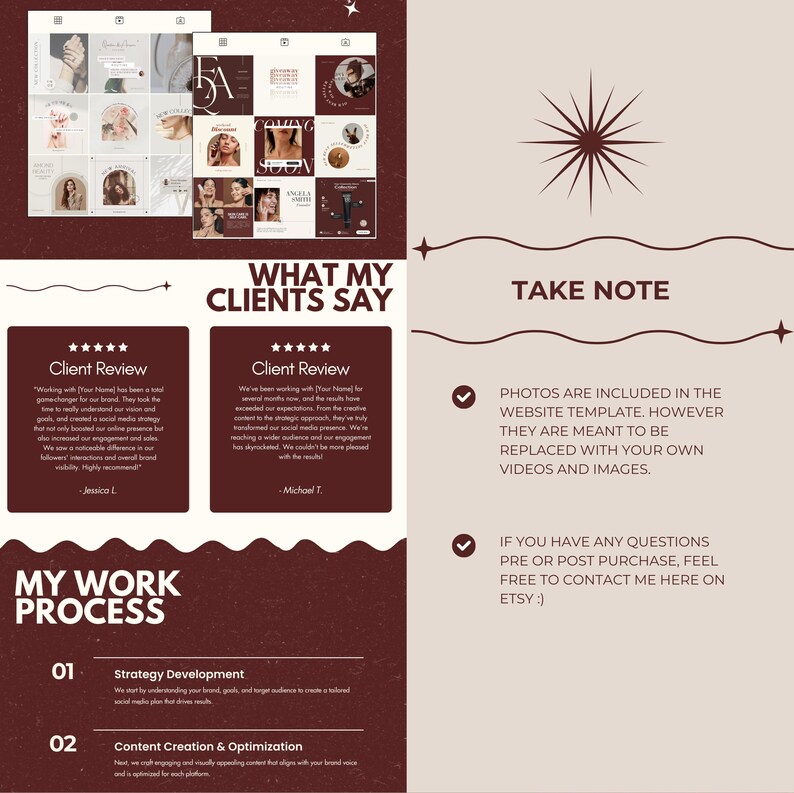 Portfolio Website Template Social Media Manager Website Canva Template Creative Website Template SMM Presentation Editable Portfolio Website image 6