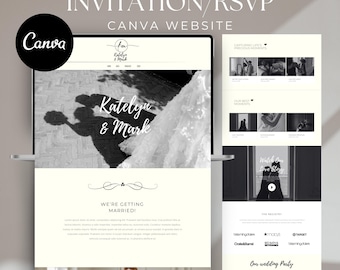 Editable Wedding Website | Canva Template | DIY Digital Invitation, Program Details, RSVP, Wedding Timeline of Events, Wedding Invitation