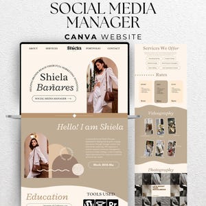 Modelo de site de portfólio Modelo Canva Modelo de site Canva Modelo de site criativo Modelo de site Canva Apresentação Canva Site de portfólio editável