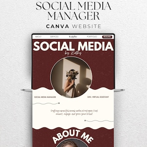 Portfolio Website Template Social Media Manager Website Canva Template Creative Website Template SMM Presentation Editable Portfolio Website image 1