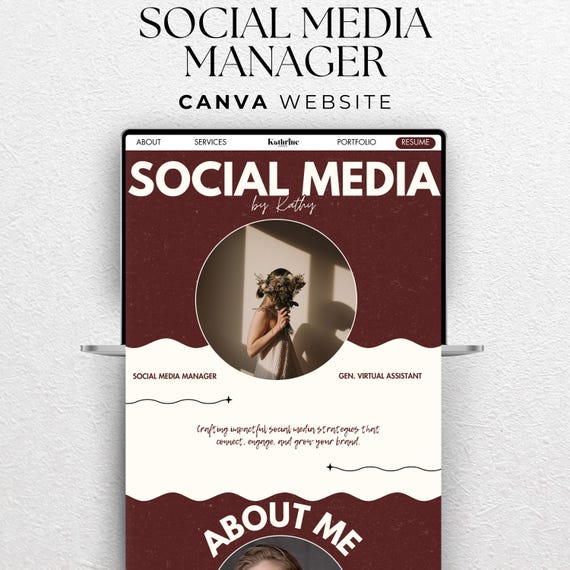 Portfolio Website Template Social Media Manager Website Canva Template Creative Website Template SMM Presentation Editable Portfolio Website