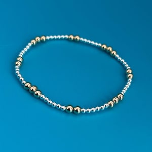 Sterling Silver & Gold-Filled Beaded Stretch Bracelet