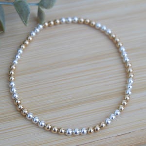 Two-Tone Beaded Bracelet: Sterling Silver & 14k Gold-Filled