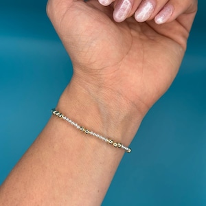 Two-Tone Beaded Bracelet: Sterling Silver & 14k Gold-Filled