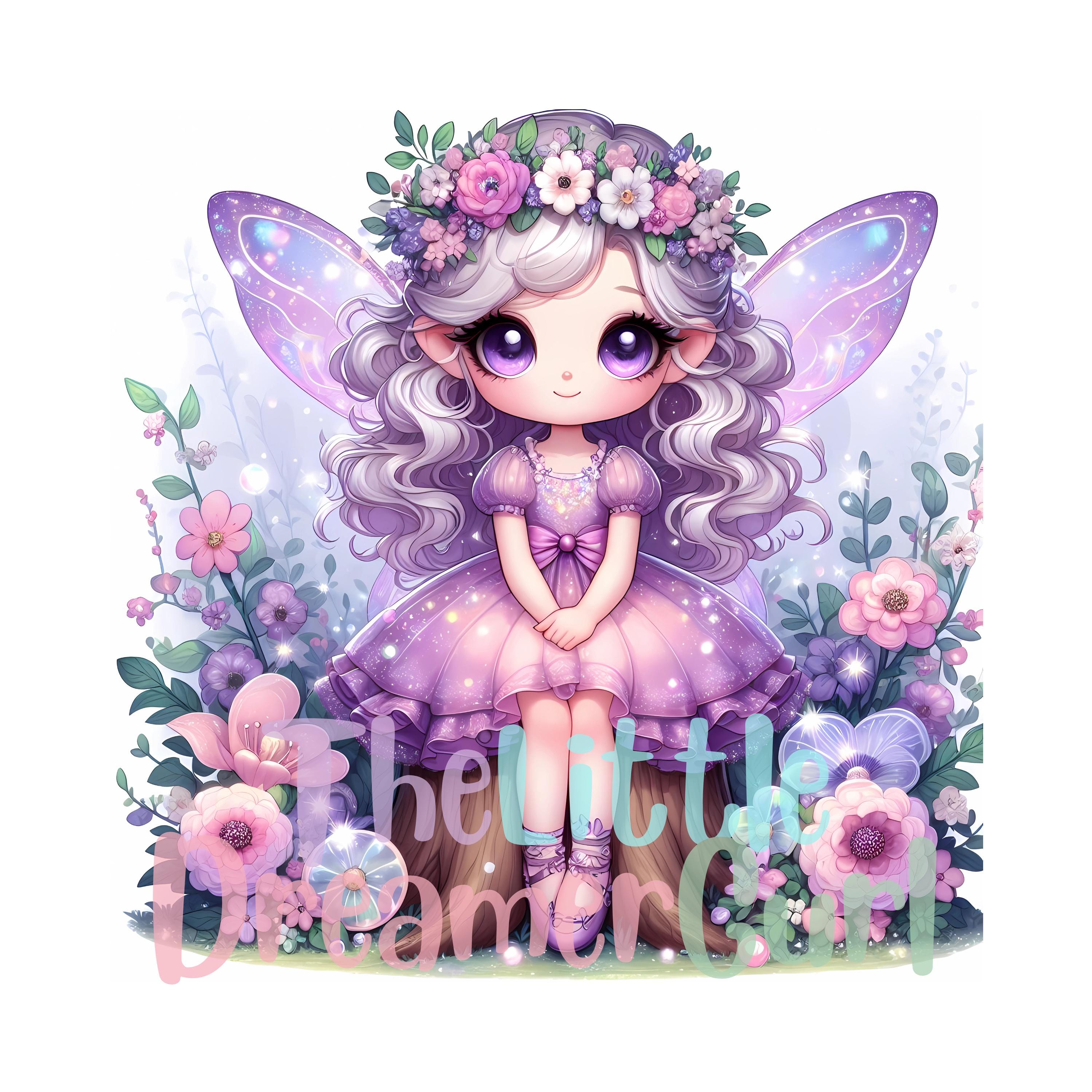 Whimsical Purple Fairy Clipart PNG, Magical Fantasy Digital Art Bundle ...