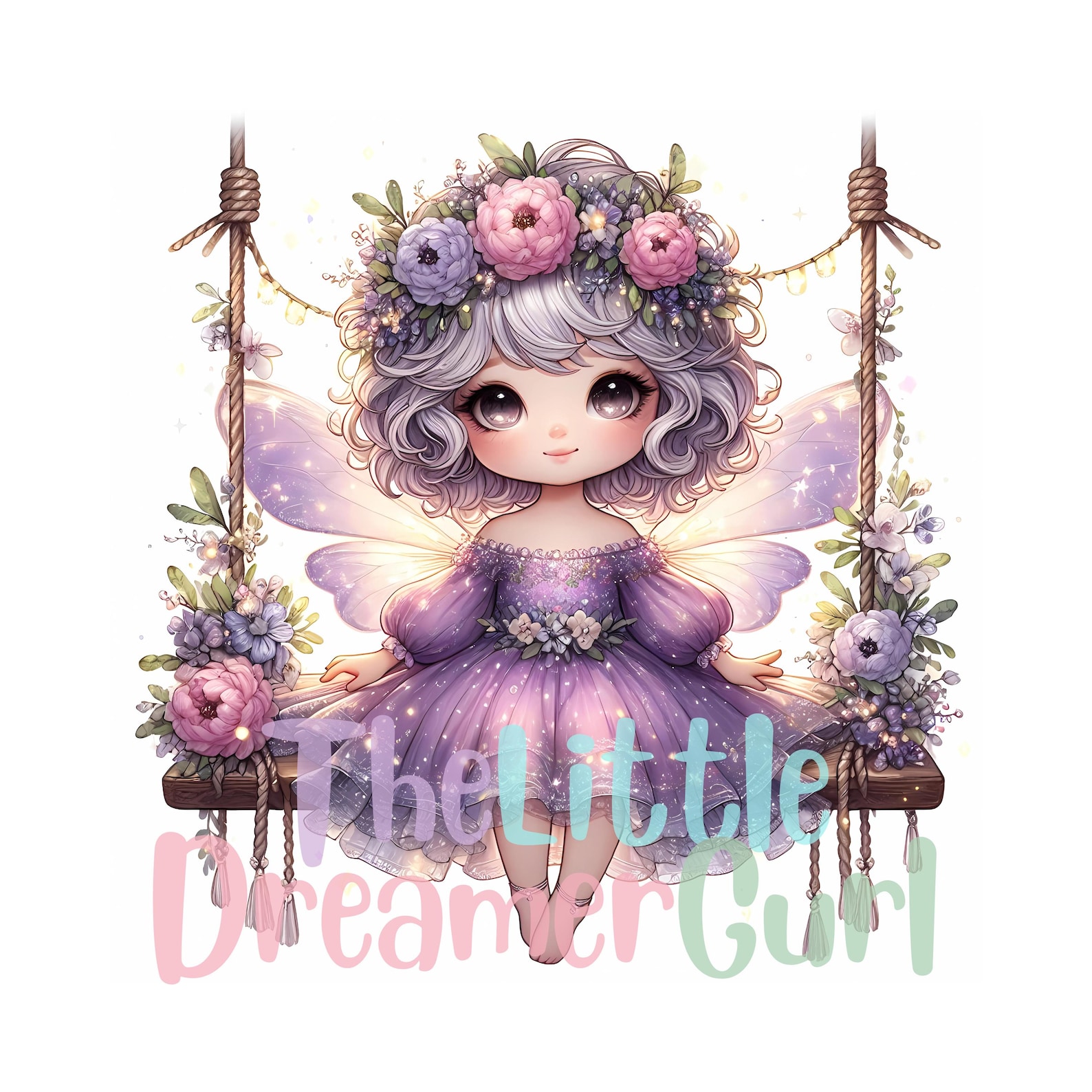 Whimsical Purple Fairy Clipart PNG, Magical Fantasy Digital Art Bundle ...