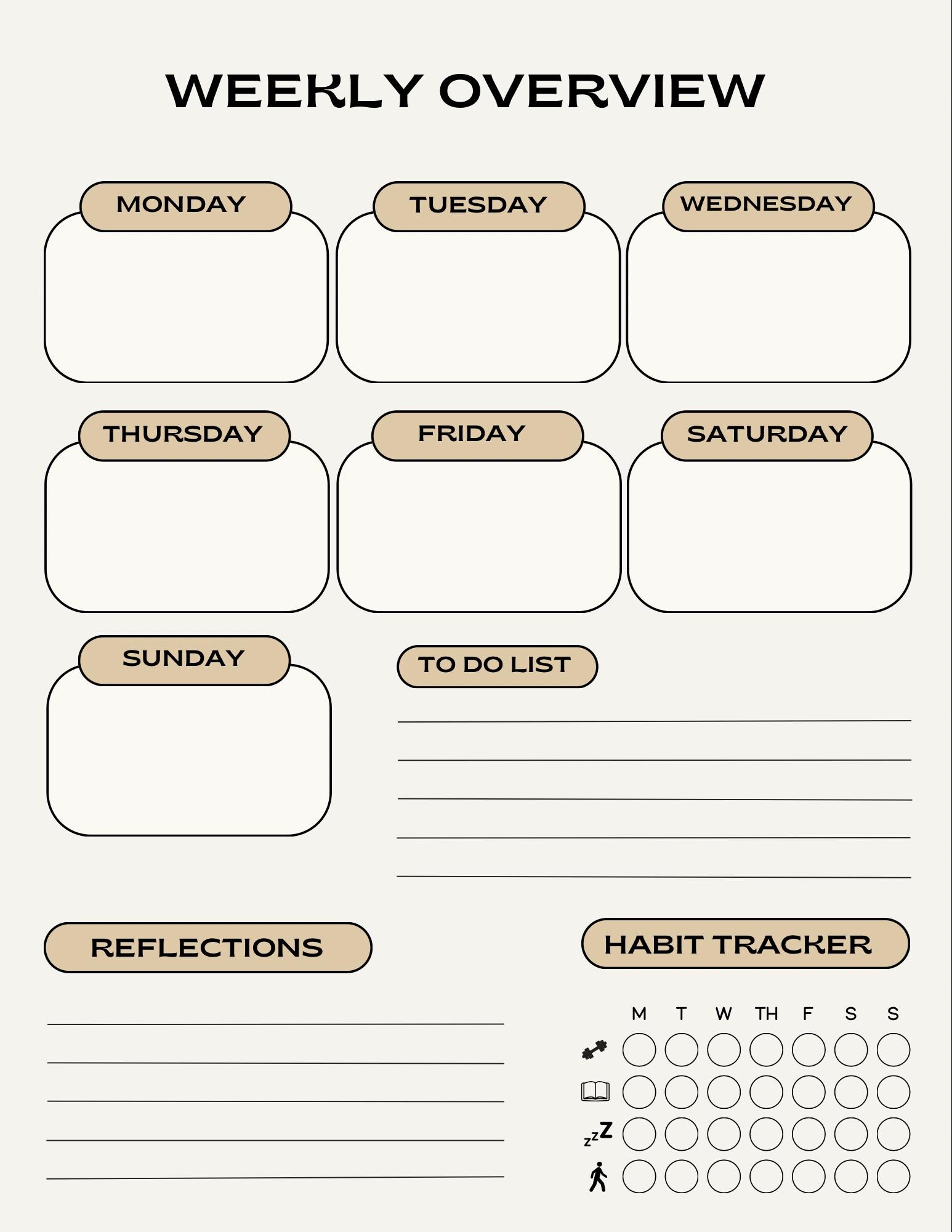 Daily Journal, Weekly Overview, Budget Tracker, and Note Space - Etsy