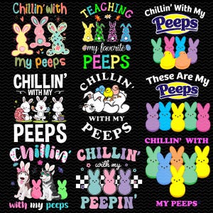 Chillin' With My Peep Png Bundle, Cartoon Chilling Easter Png, Wesołych Świąt Wielkanocnych Png, Superbohater Chilling Png, Zabawne Wielkanoc Png