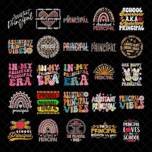 Principal Png Bundle, School Principal Shirt Iron On Png, Gift for Principal Png, Back To School Png, Principal Sublimation