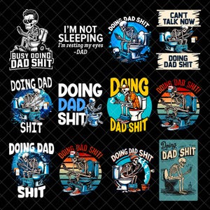 Doing Dad Shit PNG bundle, Funny Skeleton Toilet Sublimation Design, Trendy Father's Day Mug Retro PNG Design For Men, Digital Download