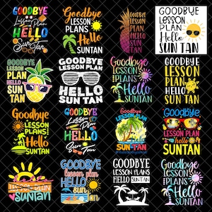 Abschiedsstundenpläne Hello Suntan PNG-Bundle, Lehrer-Geschenkkartenhalter, Geschenkkartenhalter, Lehrergeschenk, Sofortiger Download, Geschenk für Lehrer