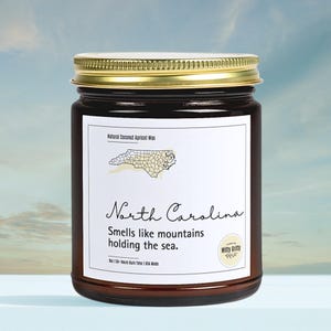 North Carolina Scented Candle, North Carolina Home Decor, Housewarming Gift for Her, Birthday, Homesick Souvenir, Moving Away, State Scents
