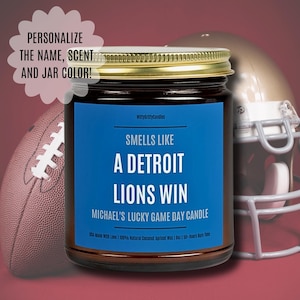 Smells Like a Detroit Lions Win Scented Candle, Sport Themed Present, Lucky Game Day, American Football Home Decor, Gift for Lions Fans