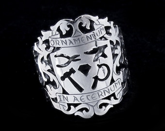 Sterling Silver Ring for Jewellers - Jewellery Tools Coat of Arms Shield - ORNAMENTUM IN AETERNUM