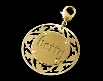 Fancy Custom Personalised Cat Pet ID Tag - Gold Brass - LORD KITTINGTON